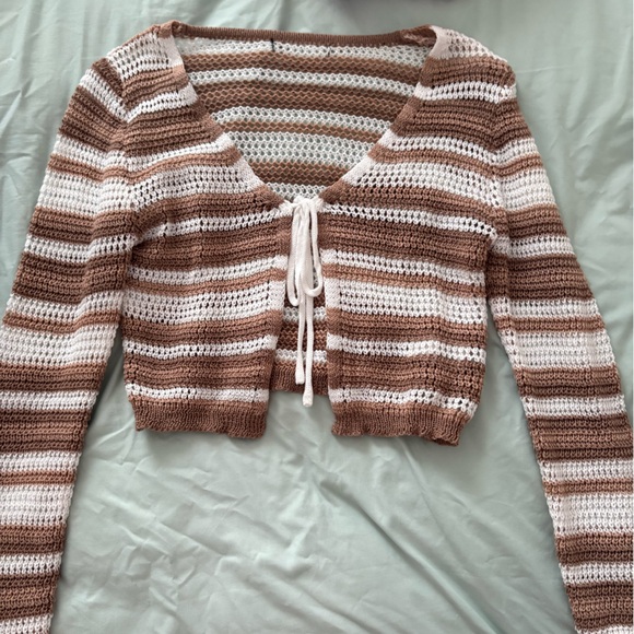 Sweaters - Striped Brown and White Women's Sweater
